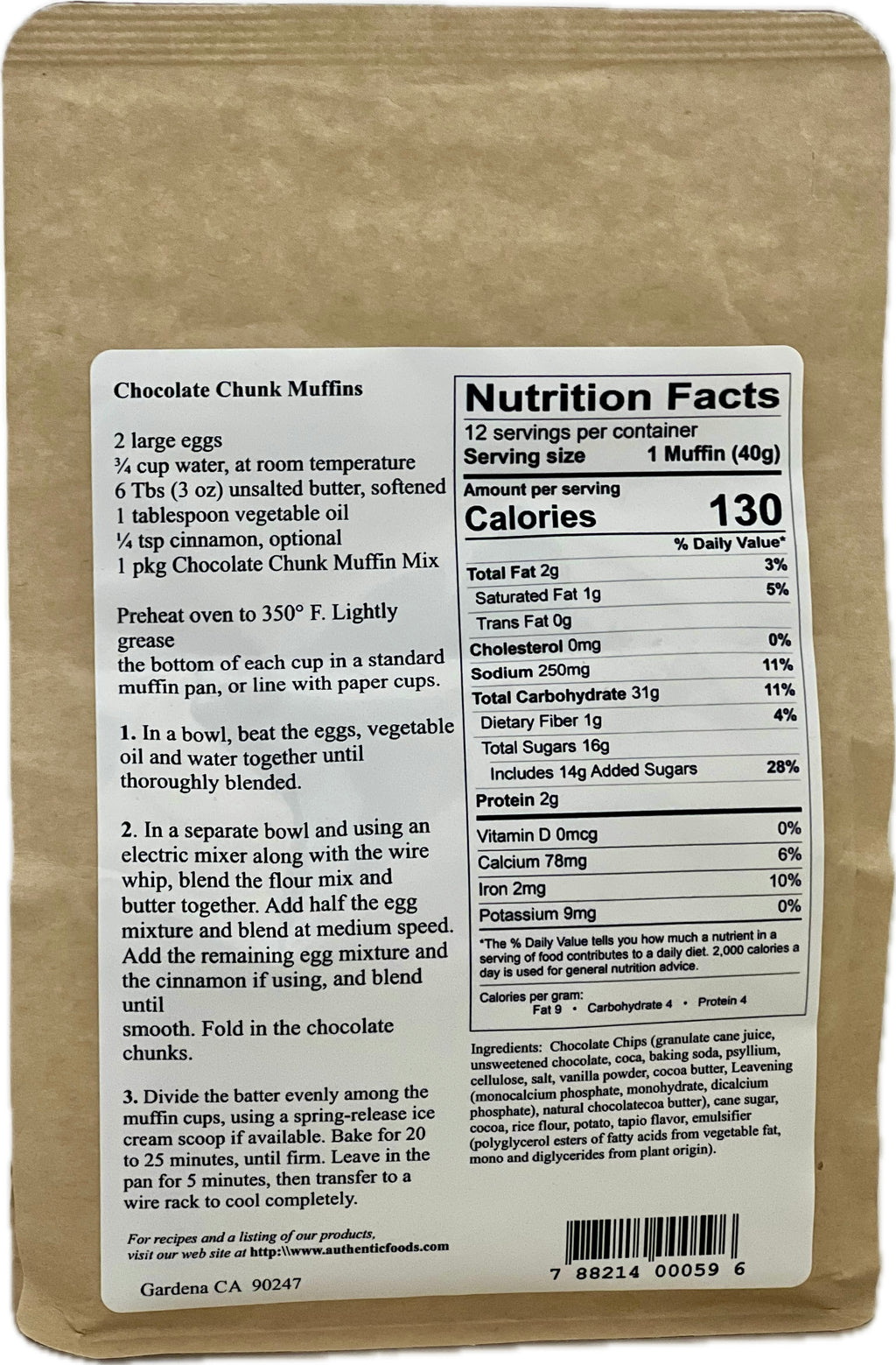 Chocolate Chunk Muffin Mix