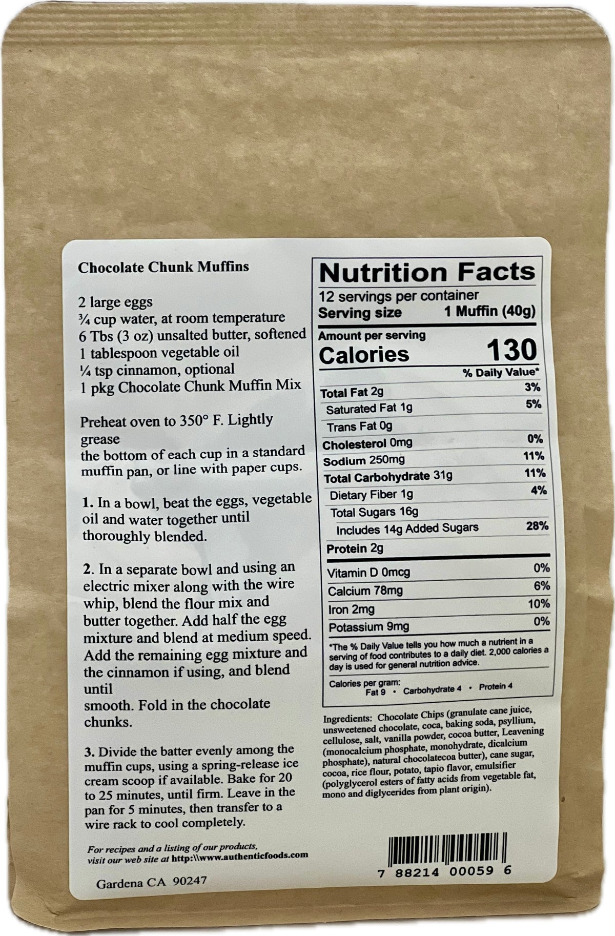 Chocolate Chunk Muffin Mix