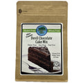 A 1 lb stand-up pouch of Authentic Foods Devil Chocolate Cake Mix, featuring a brown kraft paper bag with a large white and green front label showing a chocolate cake slice.