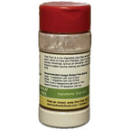 A plastic shaker bottle of Guar Gum flour, featuring a red cap and a white label with green and yellow text detailing its use in gluten-free baking.
