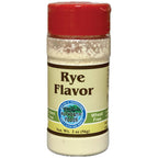 A 2 oz plastic spice jar with a red cap and a cream-colored label reading 'Rye Flavor' and 'Wheat Free' on a white background.